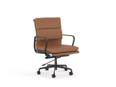 Knight's Vogue Genuine Tan Coloured Leather Main Front Panel, Midback Chair With Armrest, Assembled