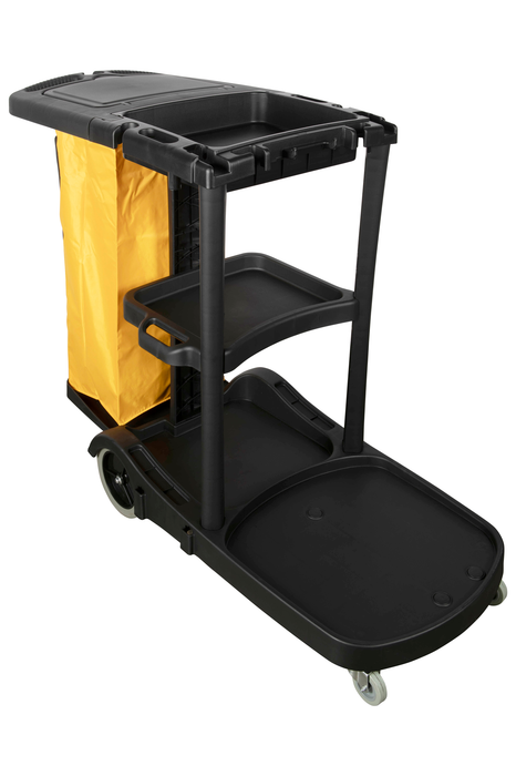Cleanlink 3 Tier Janitor's Trolley, Black