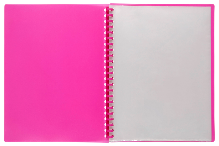 Marbig A4 20 Pocket Insertable Cover Refillable Display Book, Pink Cover