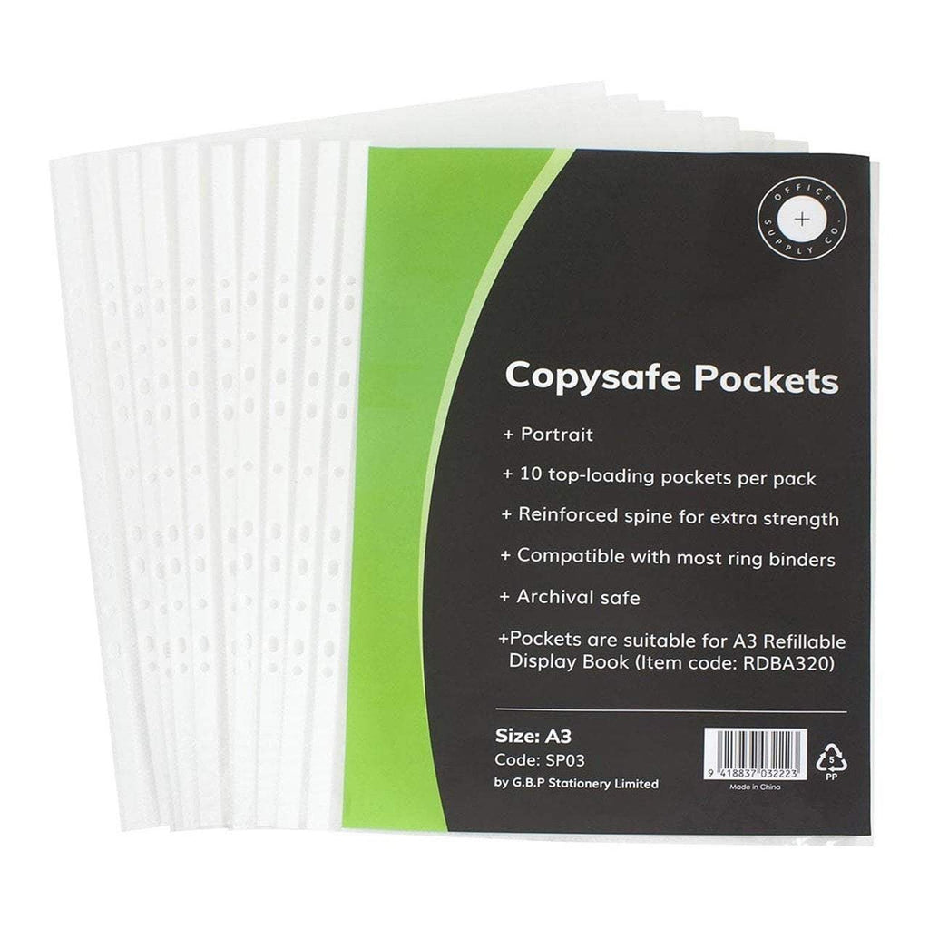 Copysafe File A3 Portrait Copysafe Clear Pockets 10's Pack | Copysafe Pockets ...