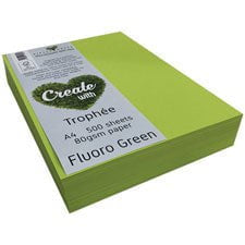 A4 80gsm Trophee Paper Fluoro Green x 500's Pack DP15743