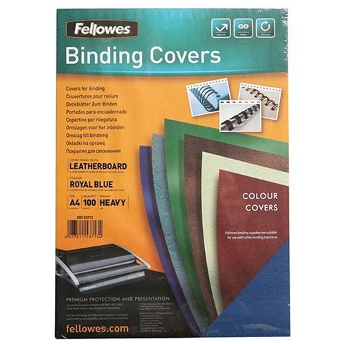 A4 Blue Leathergrain Binding Cover 250gsm - Fellowes x 100's FPF5371301