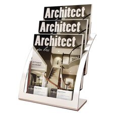 A4 Brochure Holder 3 Tier Silver Frame LX693745