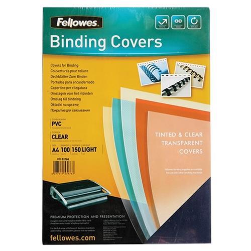 A4 Clear Binding Cover 150mic - Fellowes x 100's FPF5376001