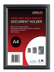 A4 Document Frame, Desk or Wall Mountable, Black Frame BVDFA4B-D
