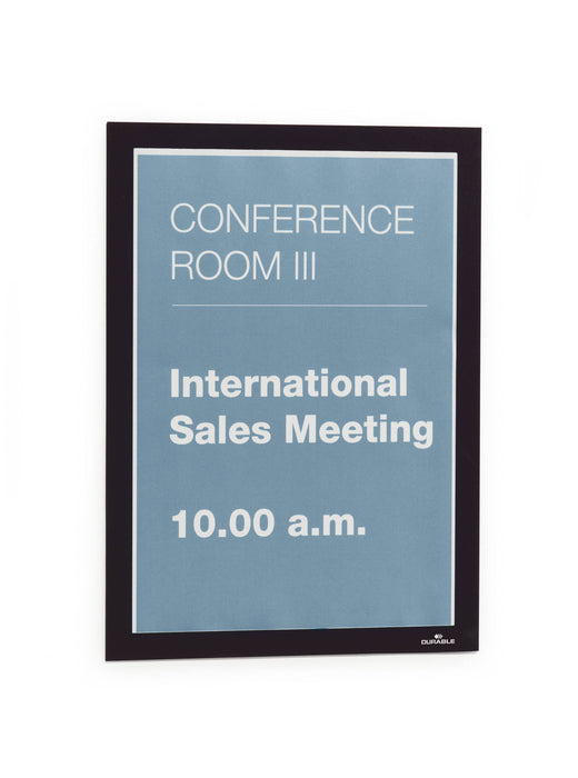 A4 Duraframe Durable Self Adhesive Poster / Sign Holder, Black - 2's Pack AO487201