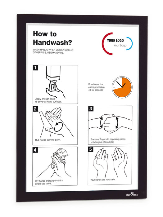 A4 Duraframe Durable Self Adhesive Poster / Sign Holder, Black - 2's Pack AO487201