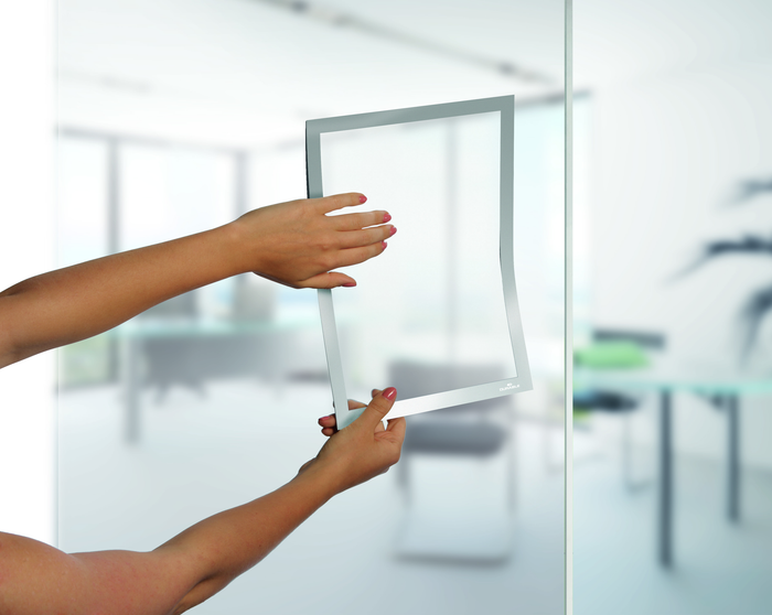 A4 Duraframe Durable Self Adhesive Poster / Sign Holder, Silver - 2's Pack AO487223