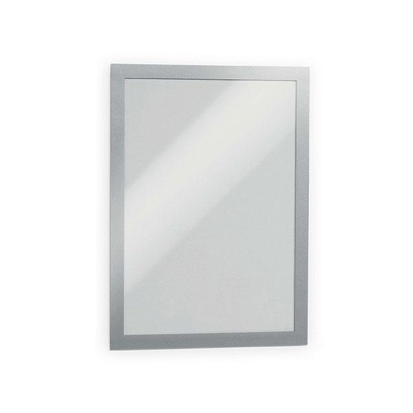 A4 Duraframe Durable Self Adhesive Poster / Sign Holder, Silver - 2's Pack AO487223
