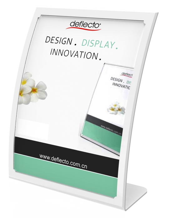 A4 Menu / Sign Holder Curved Front - Black / White White LX2304W