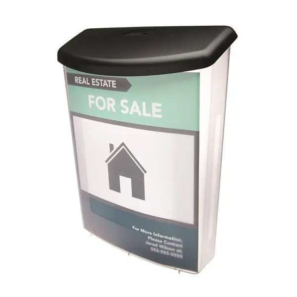 A4 Outdoor Brochure Holder Clear with Black Lid & Backing LX790901