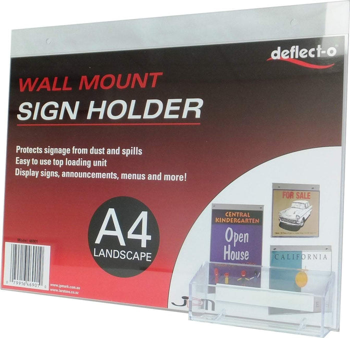 A4 Wall Sign / Menu Holder With Business Card Holder - Landscape LX46921