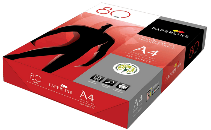 A4 White 80gsm Paperline Multipurpose Paper, Box x 5 Reams of 500 Sheets, Printer Paper & Photocopier Paper, Carbon Neutral SPPLP4080