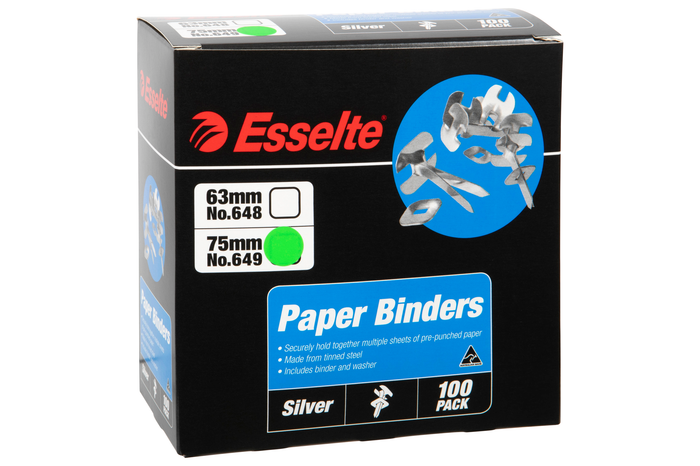 Silver Paper Fastener / Binder 75mm x 100