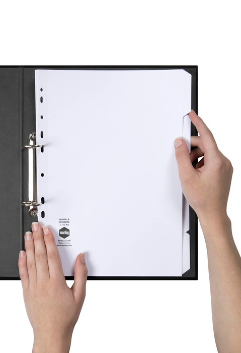 Marbig A4 White Manilla Indices/Divider, 5 Tabs x 20's pack