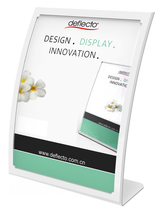 A5 Menu / Sign Holder Curved Front - Black / White White LX2305W