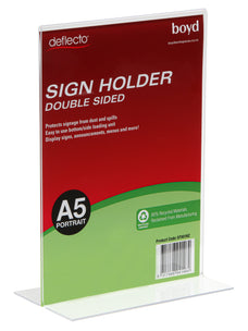A5 Recycled Clear Menu / Sign Holder, Double Sided, Portrait LX97901NZ