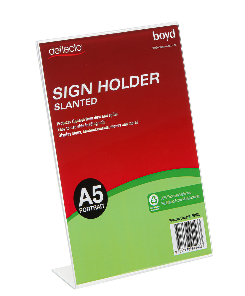 A5 Recycled Clear Menu / Sign Holder, Slanted, Portrait | Brochure ...