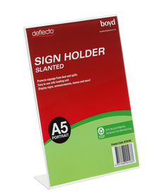 A5 Recycled Clear Menu / Sign Holder, Slanted, Portrait LX97501NZ
