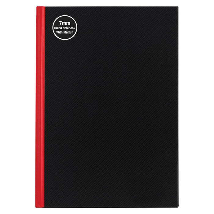 A5 Red & Black Notebook with Margin CX120233
