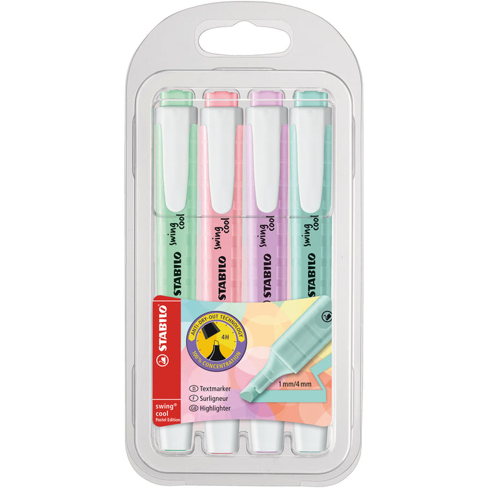 Stabilo Highlighter Swing Pastel Assorted Colours Pack of 4