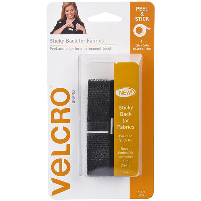 Velcro 19mm x 60cm Black Fabric Strips