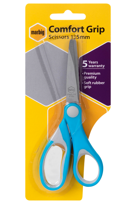 Marbig Assorted Colours Comfort Grip Scissors 135mm x Pack of 12