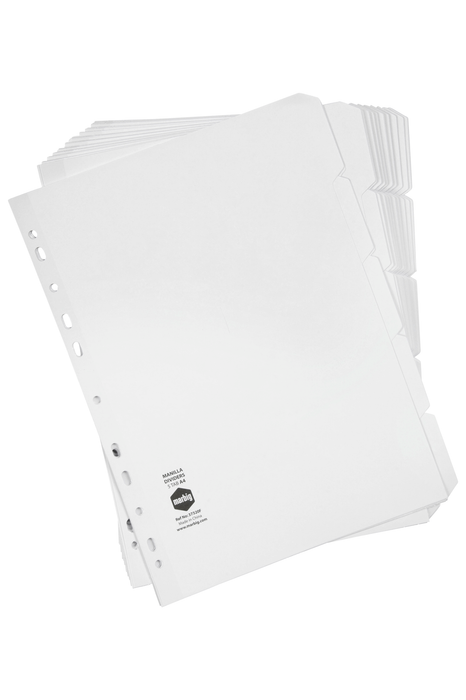 Marbig A4 White Manilla Indices/Divider, 5 Tabs x 20's pack