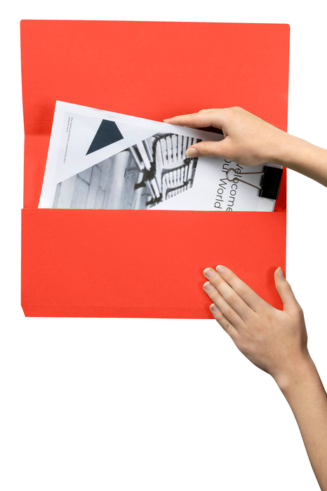 Marbig Foolscap Cardboard Document Wallet, 30mm Gusset, Red, Pack of 50's