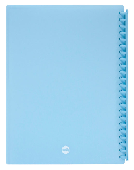 Marbig A4 20 Pocket Insertable Cover Refillable Display Book, Pastel Blue Cover
