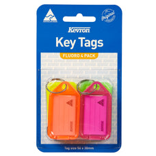 Kevron Key Tag Assorted Fluoro Colour 4's Pack