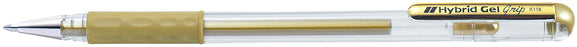 Pentel Hybrid Gel Grip Gell Roller Pen Stick K118m 0.8mm Metallic Gold - Pack of 12