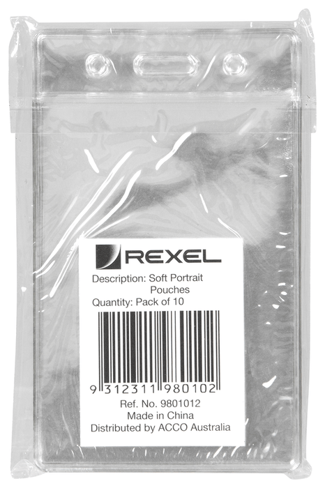 ACCO Rexel Id Pouch Soft Portrait 62mm x 104mm, 10 Pack