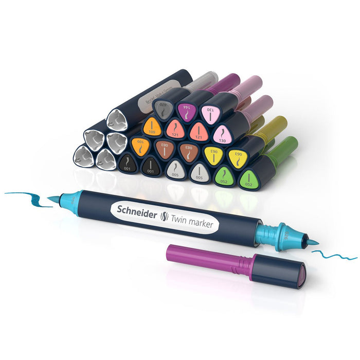 ACME Schneider Twinmarker Paint-It 040 Brush + Round Complete Set V2, pieces, Assorted Colours