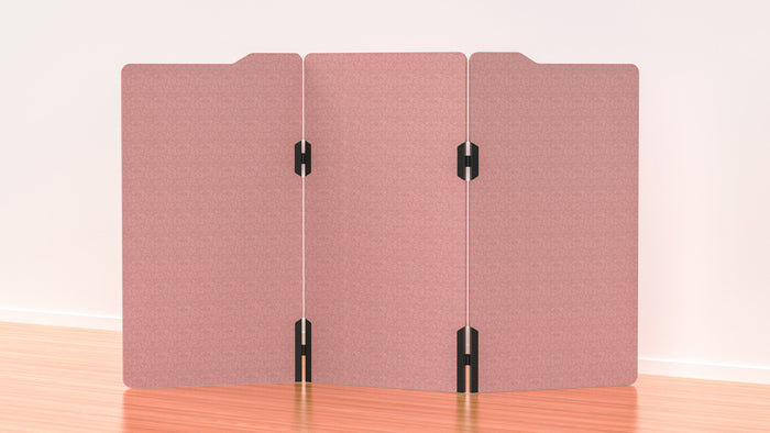 Acoustic Freestanding Partition Milford 1000x1800mm (3 Panels) No Feet Blush Pink BVAPART3MILFORDBP