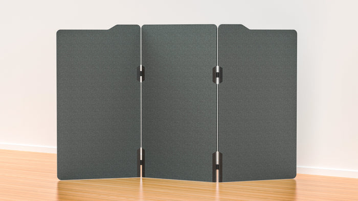 Acoustic Freestanding Partition Milford 1000x1800mm (3 Panels) No Feet Dark Grey BVAPART3MILFORDDG
