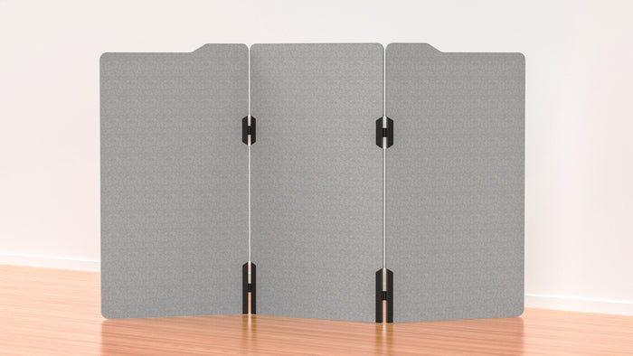 Acoustic Freestanding Partition Milford 1000x1800mm (3 Panels) No Feet Dark Silvery Grey BVAPART3MILFORDDS