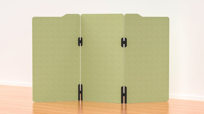 Acoustic Freestanding Partition Milford 1000x1800mm (3 Panels) No Feet Leaf Green BVAPART3MILFORDLF