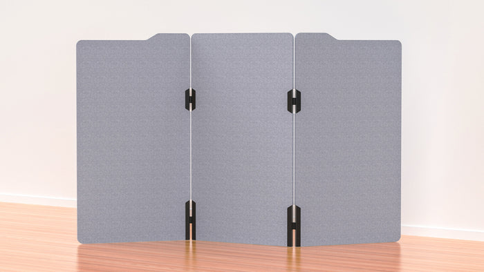 Acoustic Freestanding Partition Milford 1000x1800mm (3 Panels) No Feet Light Grey BVAPART3MILFORDLG