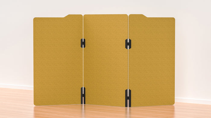 Acoustic Freestanding Partition Milford 1000x1800mm (3 Panels) No Feet Mustard BVAPART3MILFORDMU