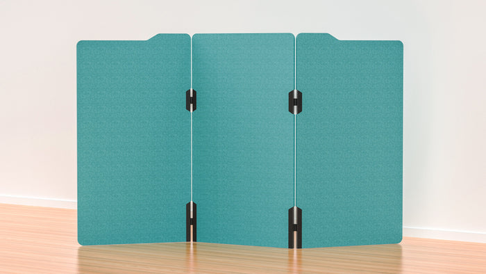 Acoustic Freestanding Partition Milford 1000x1800mm (3 Panels) No Feet Turquoise BVAPART3MILFORDTQ