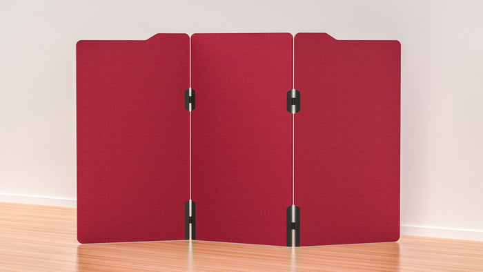Acoustic Freestanding Partition Milford 1000x1800mm (3 Panels) No Feet Wine BVAPART3MILFORDWI