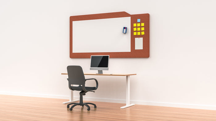 Acoustic Whiteboard Milford 1200mm x 1800mm, with Pinboard - Choice of Colours Rust BVAW1218RUMILFORD