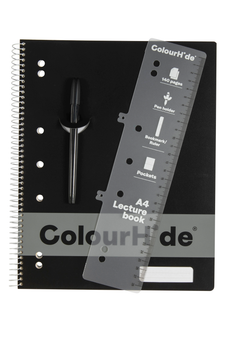 ColourHide A4 Black Polypropylene Cover Lecture Book 140 Page - Pack of 10