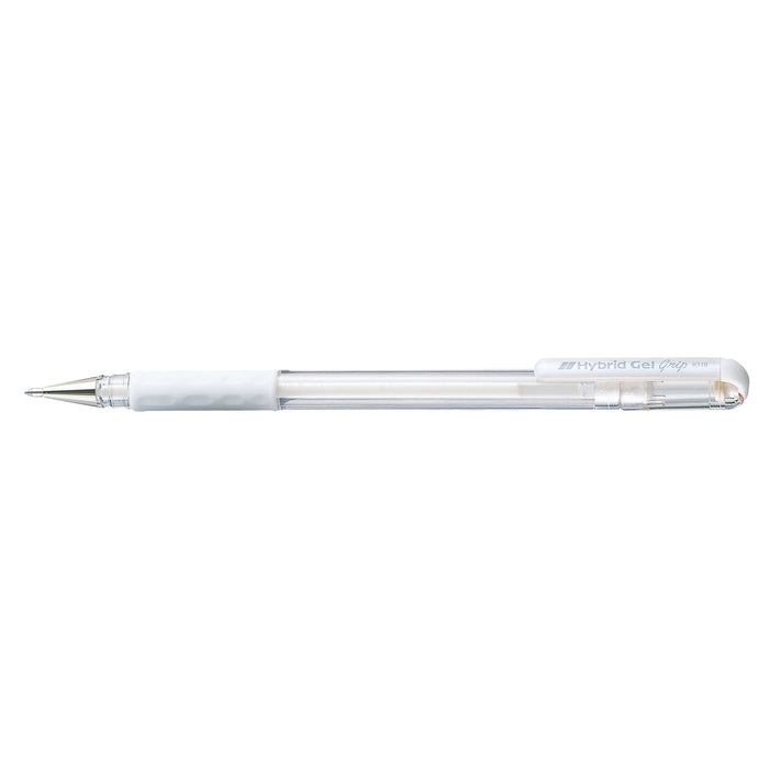 Pentel Hybrid Gel Grip Gell Roller Pen Stick K118l 0.8mm White - Pack of 12