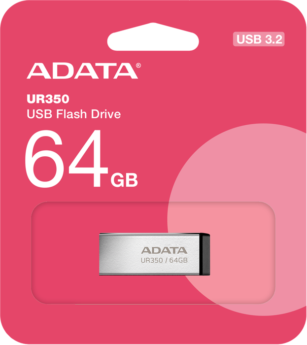 ADATA UR350 USB3.2 64GB Flash Drive Nickel/Black DVFP208-X64