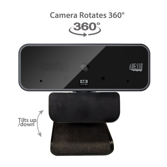 Adesso 4K Ultra HD Webcam, Built-In Stereo Microphone, Privacy Shutter, CyberTrack H6 DSADH6