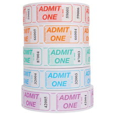 Admit One Tickets Assorted Colours (Price for One Roll) CX333001