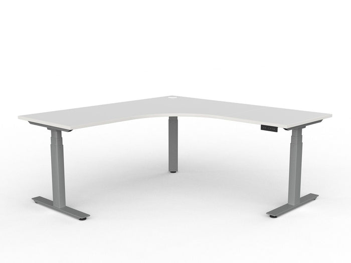 Agile Electric Height Adjustable Workstation - 1800mm x  1800mm x 700mm (Choice of Worktop & Frame Colours) Silver Powder Coated / White KG_AG3E390W187S_W