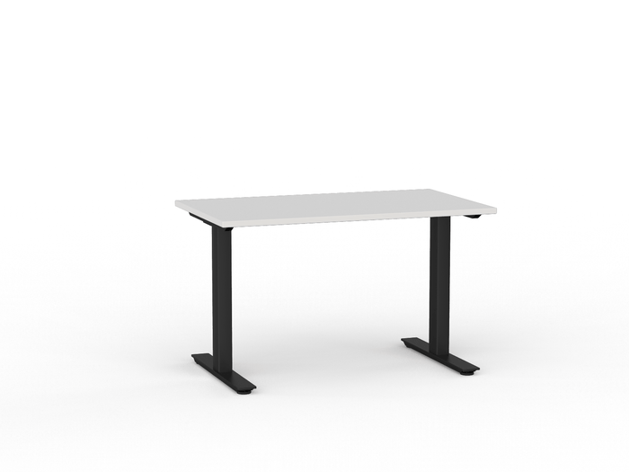 Agile Fixed Height Desk - 1200mm x 700mm, Black Frame, Choice of Desktop Colours White KG_AGFSSD127B_W